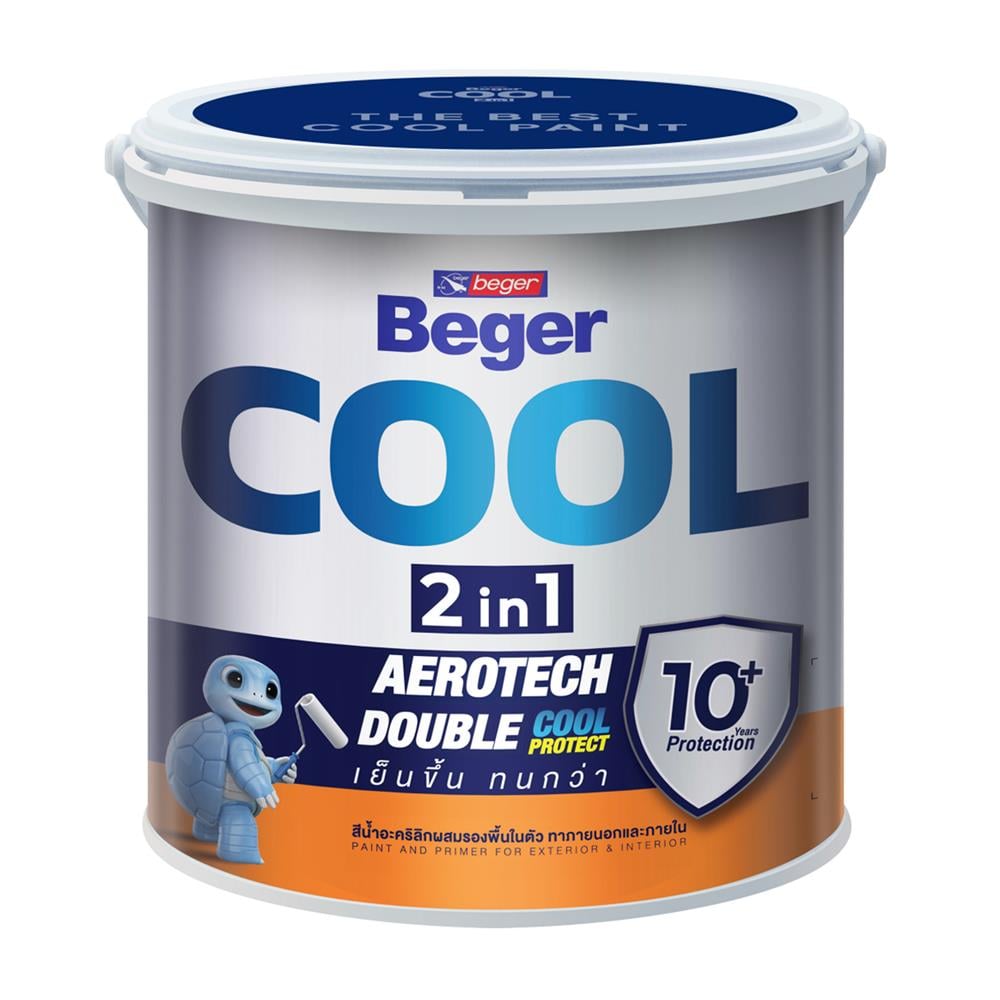 สีน้ำทาภายนอก ขนิดกึ่งเงา BEGER COOL 2 IN 1 BASE B สีขาว 1 แกลลอน