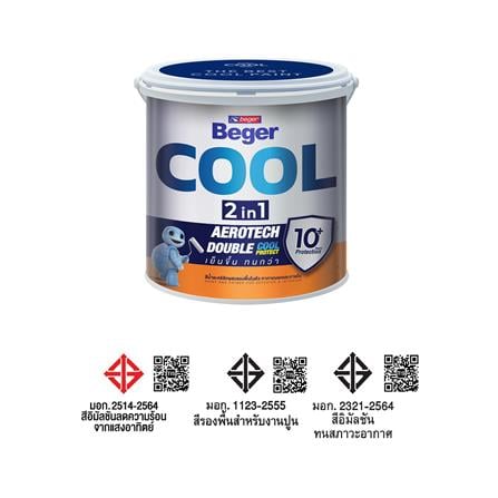 สีน้ำทาภายนอก ขนิดกึ่งเงา BEGER COOL 2 IN 1 BASE B สีขาว 1 แกลลอน_4