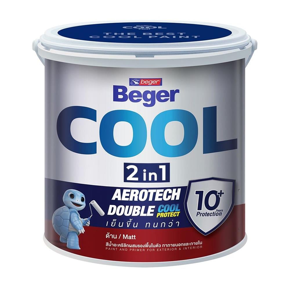 สีน้ำทาภายนอก ชนิดด้าน BEGER COOL 2 IN 1 BASE C สีขาว 1 แกลลอน