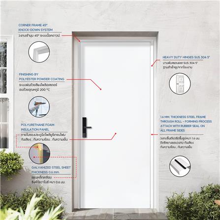 ประตูภายนอกเหล็ก เจาะลูกบิด PROFESSIONAL DOOR D2W 89.2x199.4 ซม. สีขาว_3