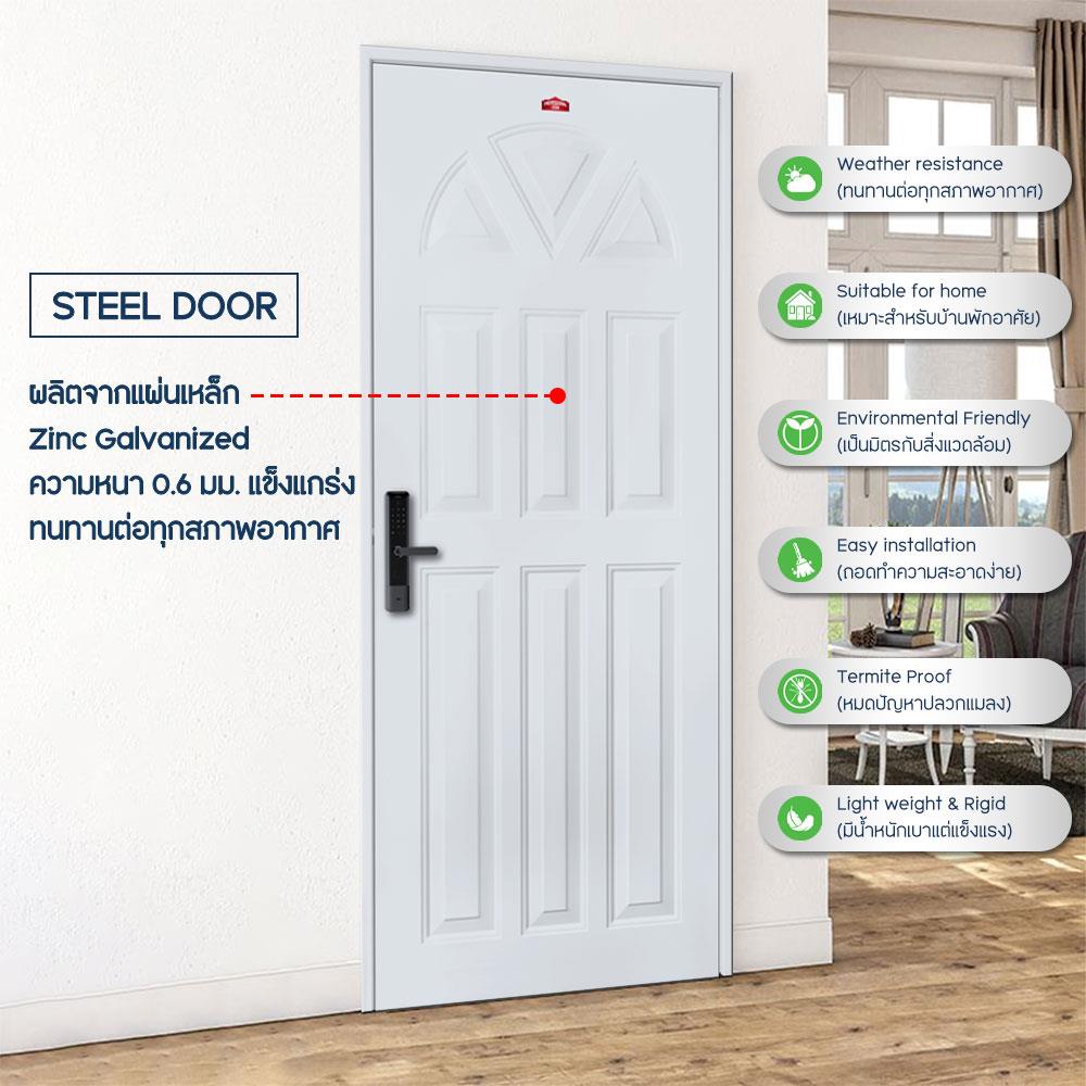 ประตูภายนอกเหล็ก เจาะลูกบิด PROFESSIONAL DOOR B2G 89.2x199.4 ซม. สีเทา