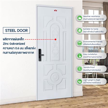 ประตูภายนอกเหล็ก เจาะลูกบิด PROFESSIONAL DOOR H1G 79.2x199.4 ซม. สีเทา_3