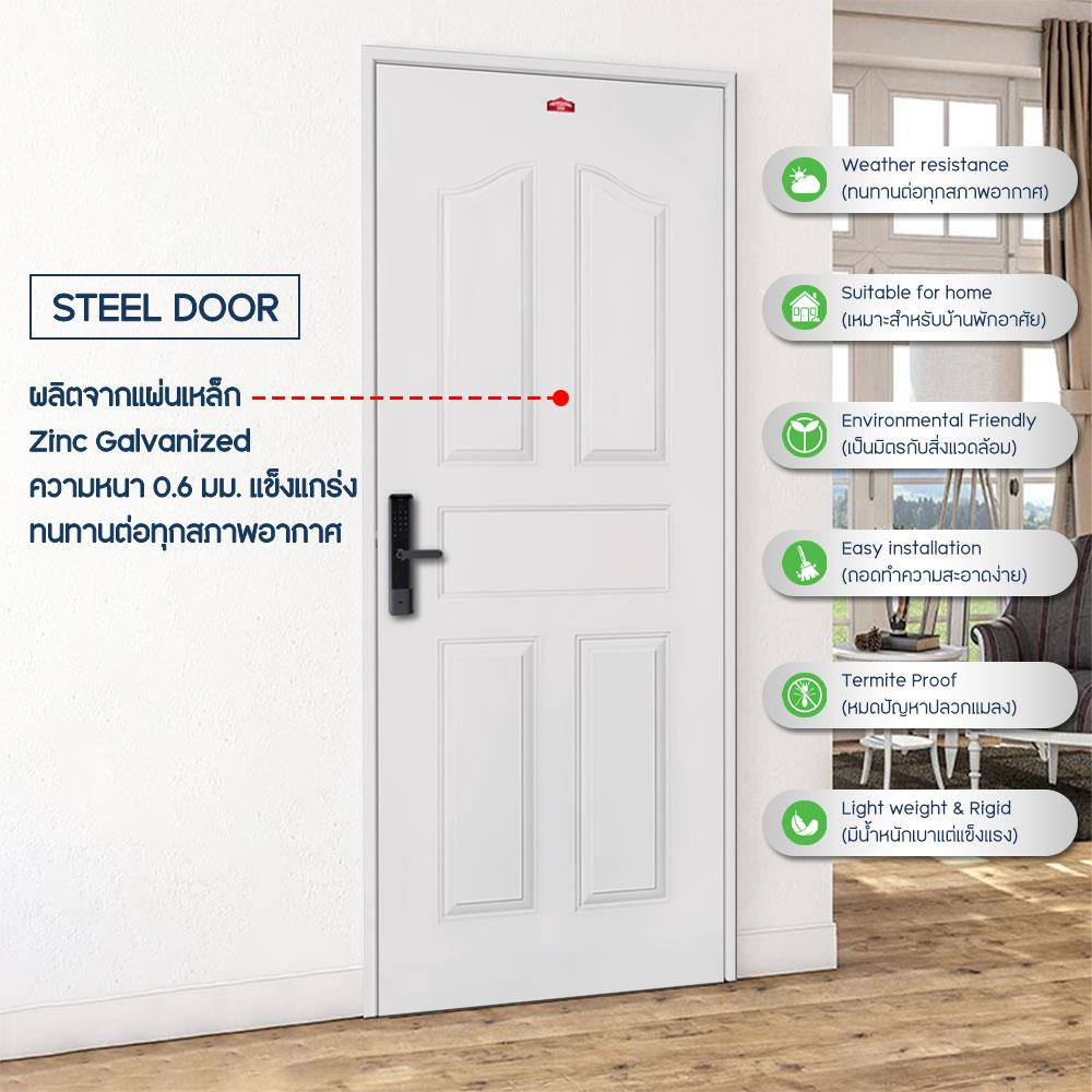ประตูภายนอกเหล็ก เจาะลูกบิด PROFESSIONAL DOOR G1C 79.2x199.4 ซม. สีครีม