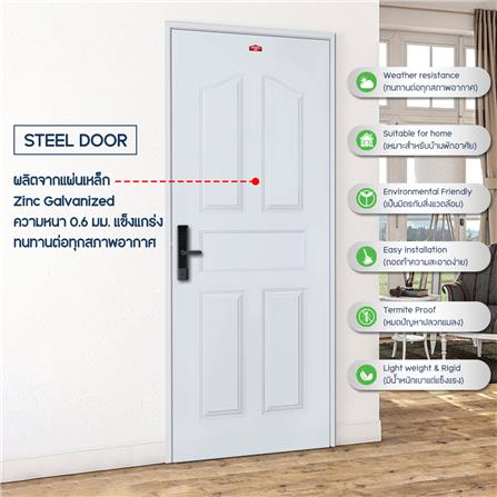 ประตูภายนอกเหล็ก เจาะลูกบิด PROFESSIONAL DOOR G2G 89.2x199.4 ซม. สีเทา_3