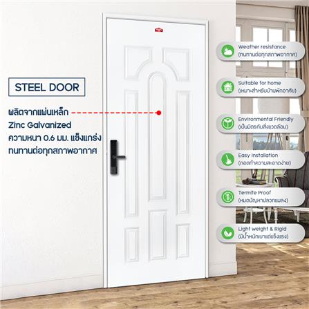 ประตูภายนอกเหล็ก เจาะลูกบิด PROFESSIONAL DOOR L2W 89.2x199.4 ซม. สีขาว_3