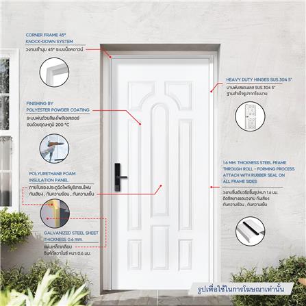 ประตูภายนอกเหล็ก เจาะลูกบิด PROFESSIONAL DOOR L2W 89.2x199.4 ซม. สีขาว_5