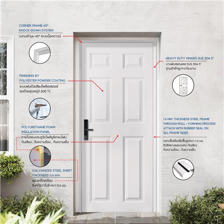 ประตูภายนอกเหล็ก เจาะลูกบิด PROFESSIONAL DOOR A2C 89.2x199.4 ซม. สีครีม_5