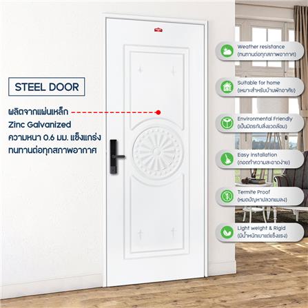 ประตูภายนอกเหล็ก เจาะลูกบิด PROFESSIONAL DOOR I1W 79.2x199.4 ซม. สีขาว_3