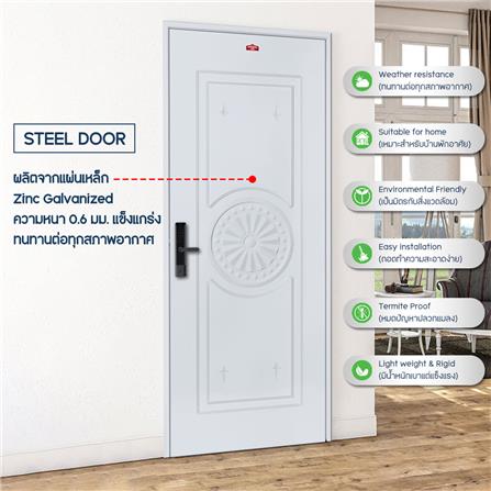 ประตูภายนอกเหล็ก เจาะลูกบิด PROFESSIONAL DOOR I1G 79.2x199.4 ซม. สีเทา_3