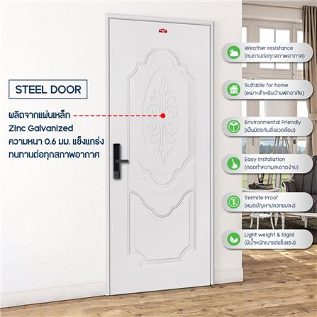 ประตูภายนอกเหล็ก เจาะลูกบิด PROFESSIONAL DOOR R1C 79.2x199.4 ซม. สีครีม_3