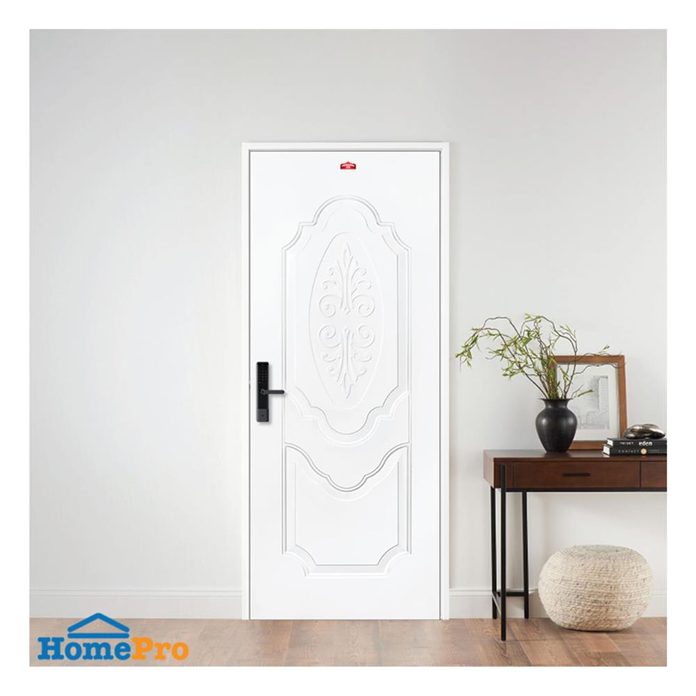 ประตูภายนอกเหล็ก เจาะลูกบิด PROFESSIONAL DOOR R2W 89.2x199.4 ซม. สีขาว
