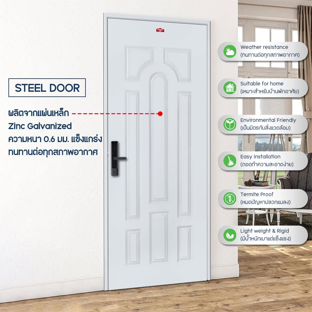 ประตูภายนอกเหล็ก เจาะลูกบิด PROFESSIONAL DOOR L2G 89.2x199.4 ซม. สีเทา