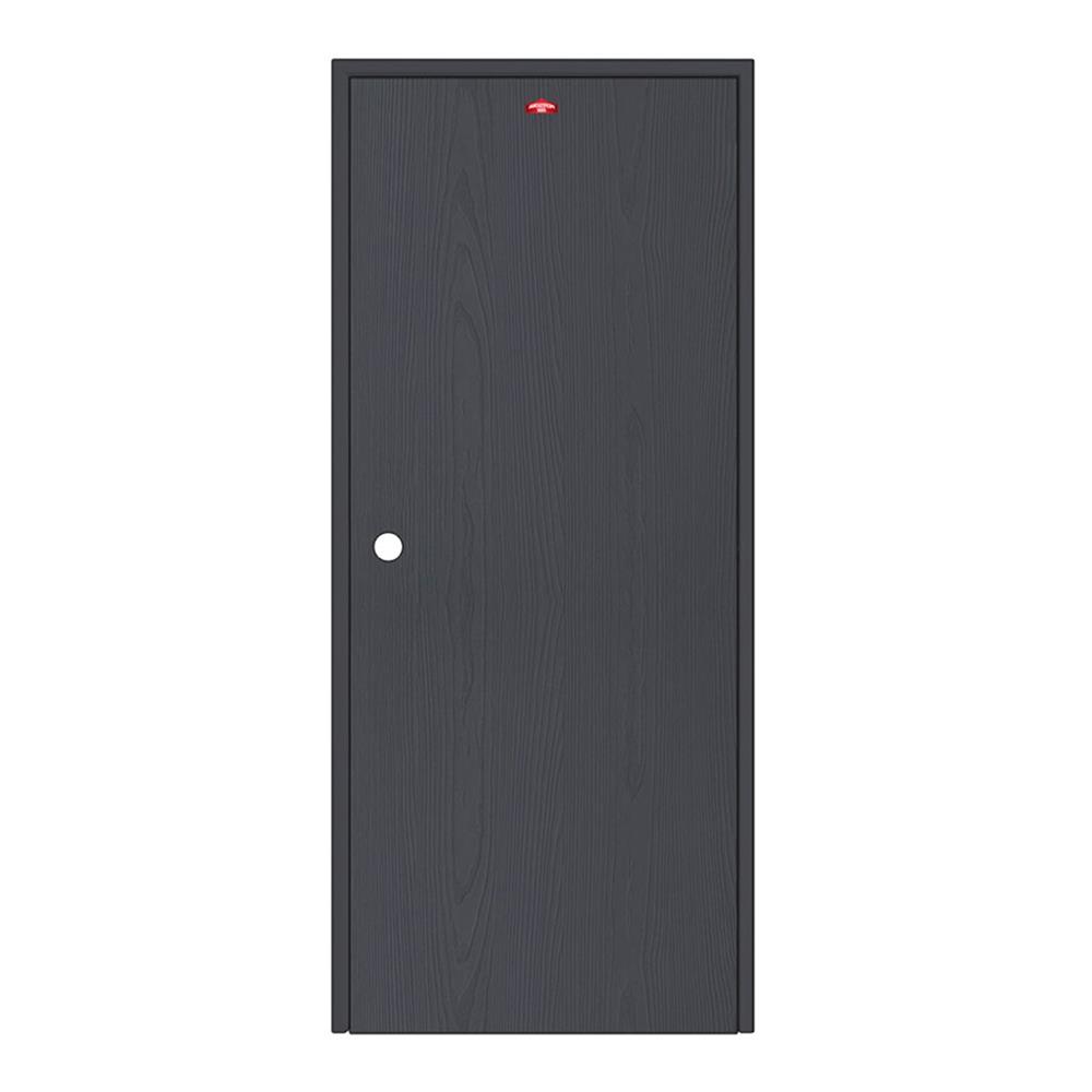 ชุดประตูเหล็ก เจาะลูกบิด PROFESSIONAL DOOR FR1LBK+WD1BK 86.4x203.5 ซม. สีเทาเม็ดทราย