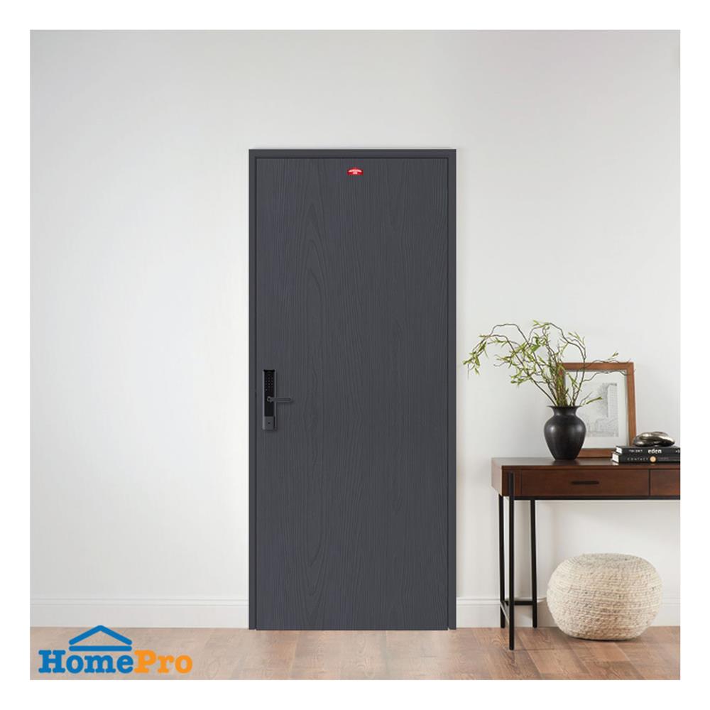 ชุดประตูเหล็ก เจาะลูกบิด PROFESSIONAL DOOR FR1LBK+WD1BK 86.4x203.5 ซม. สีเทาเม็ดทราย
