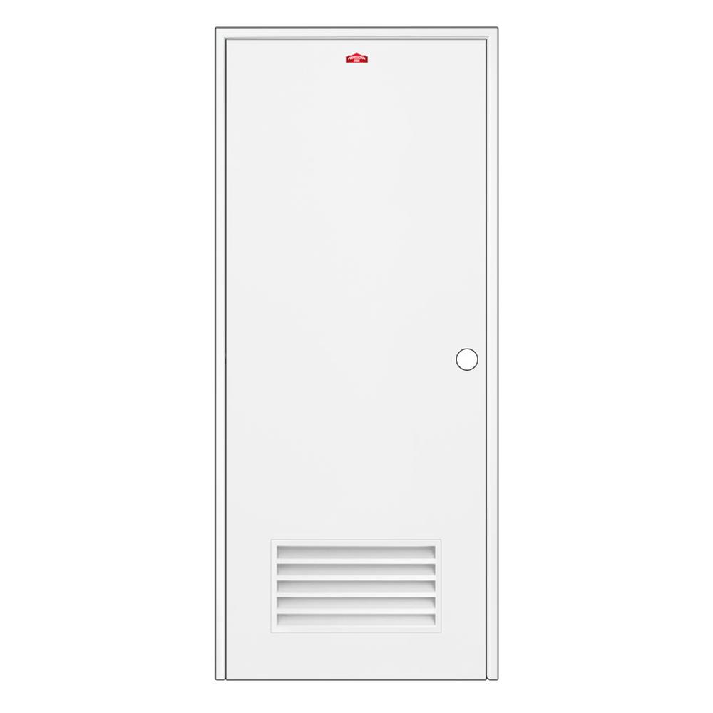 ชุดประตูห้องน้ำอะลูมิเนียม เจาะลูกบิด PROFESSIONAL DOOR AF2RW+ALZ70W เกล็ดล่าง 77.6x204.1 ซม. สีขาว