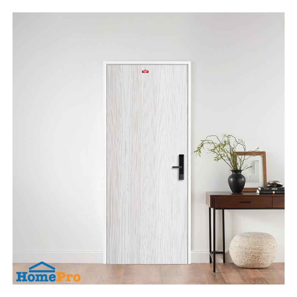 ชุดประตูเหล็ก เจาะลูกบิด PROFESSIONAL DOOR FR2RW+WD2W 96.4x203.5 ซม. สีขาวเม็ดทราย