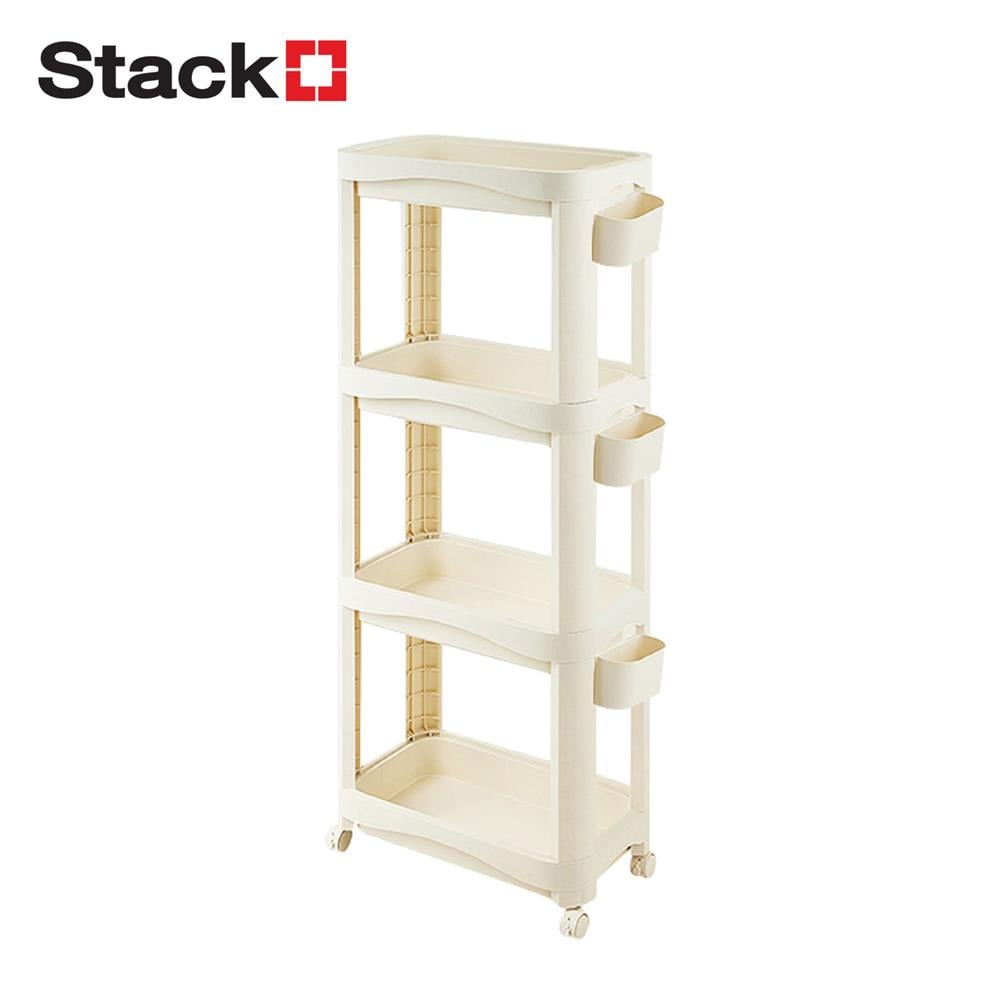 ชั้นพลาสติก 4 ชั้นพร้อมล้อ STACKO DREMI 52x30x132 ซม. สีขาว