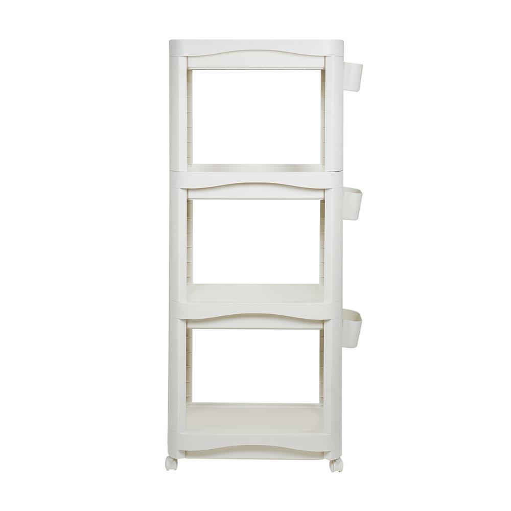 ชั้นพลาสติก 4 ชั้นพร้อมล้อ STACKO DREMI 52x30x132 ซม. สีขาว