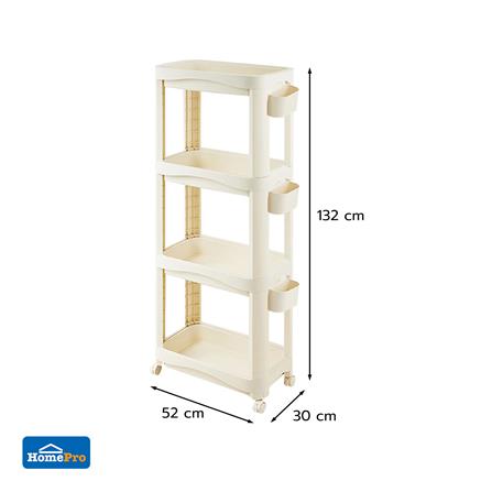 ชั้นพลาสติก 4 ชั้นพร้อมล้อ STACKO DREMI 52x30x132 ซม. สีขาว_4