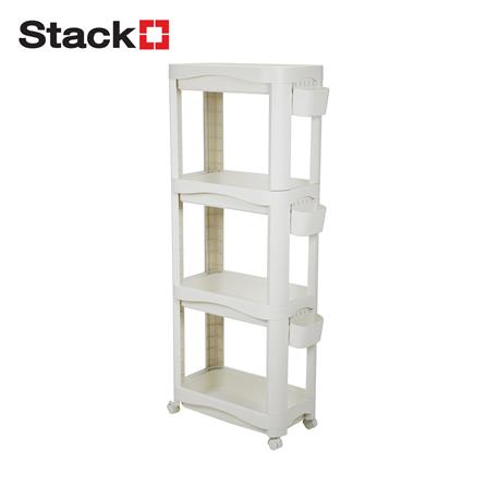 ชั้นพลาสติก 4 ชั้นพร้อมล้อ STACKO DREMI 52x30x132 ซม. สีขาว_1