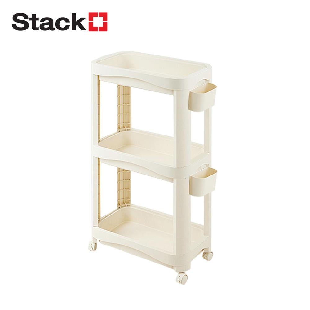 ชั้นพลาสติก 3 ชั้นพร้อมล้อ STACKO DREMI 52x30x92 ซม. สีขาว