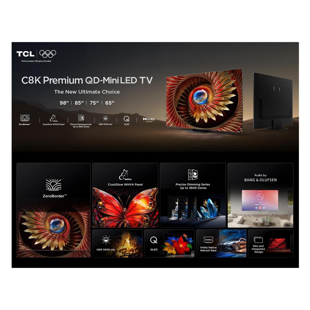 ทีวีคิวดี มินิแอลอีดี 98 นิ้ว TCL (4K, QD MINI-LED, GOOGLE TV) 98C8K