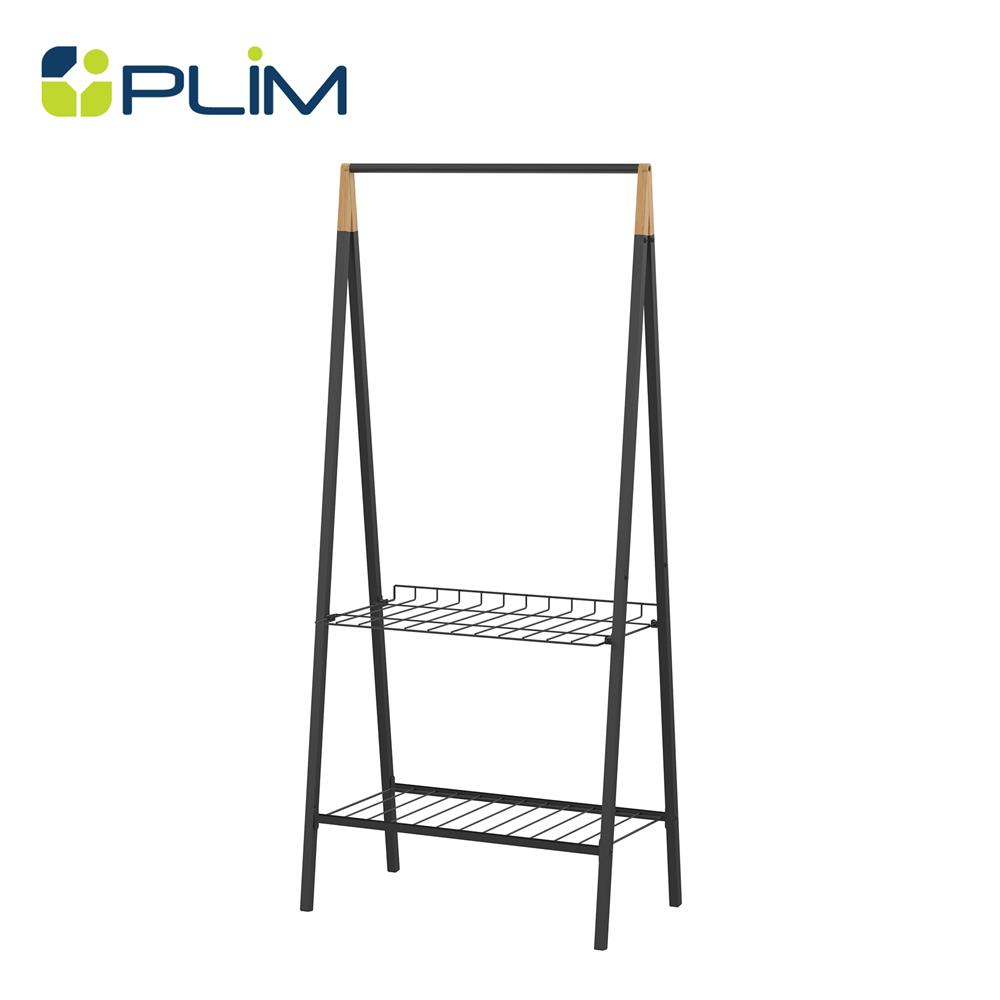 ราวแขวนผ้าและชั้นวางของ 2 ชั้น PLIM NAMI 69 ซม. สีดำ_1