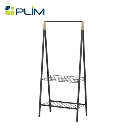 ราวแขวนผ้าและชั้นวางของ 2 ชั้น PLIM NAMI 69 ซม. สีดำ_0