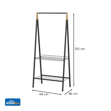 ราวแขวนผ้าและชั้นวางของ 2 ชั้น PLIM NAMI 69 ซม. สีดำ_7