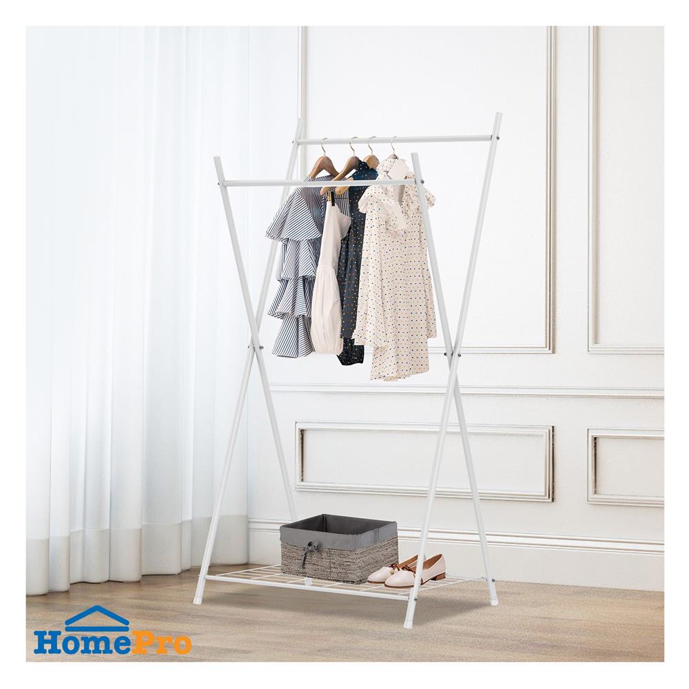 ราวแขวนผ้าขาไขว้พร้อมชั้นวางของ 1 ชั้น 70 ซม. PLIM LINE สีขาว