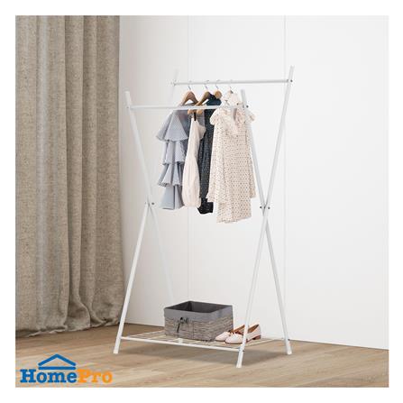 ราวแขวนผ้าขาไขว้พร้อมชั้นวางของ 1 ชั้น 70 ซม. PLIM LINE สีขาว_5