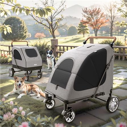 รถเข็นสัตว์เลี้ยง DPETT JERKY สีเทา_7