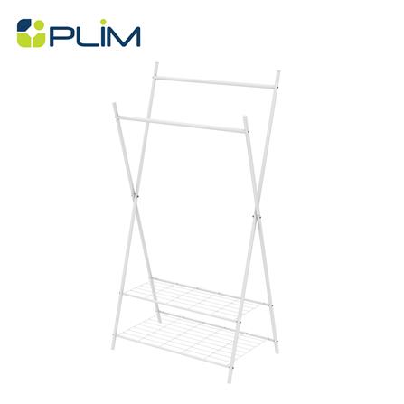 ราวแขวนผ้าขาไขว้พร้อมชั้นวางของ 2 ชั้น 82 ซม. PLIM LINE สีขาว_0