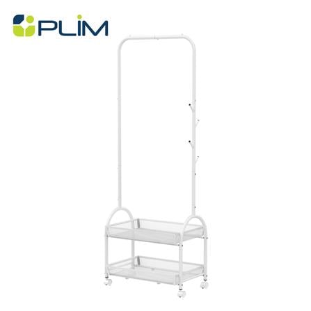 ราวแขวนผ้ามีล้อพร้อมชั้นวางของ 2 ชั้น PLIM POLAR 60 ซม. สีขาว_0