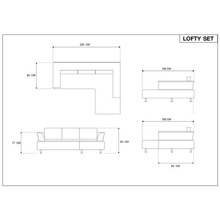 โซฟาเข้ามุมขวา FURDINI LOFTY SET สีดำ_4