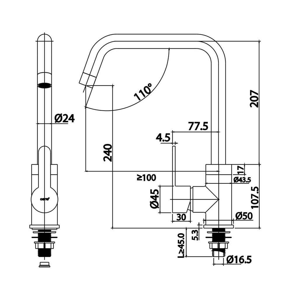 ก๊อกซิงค์เดี่ยวเคาน์เตอร์ COTTO CT1297ABGR