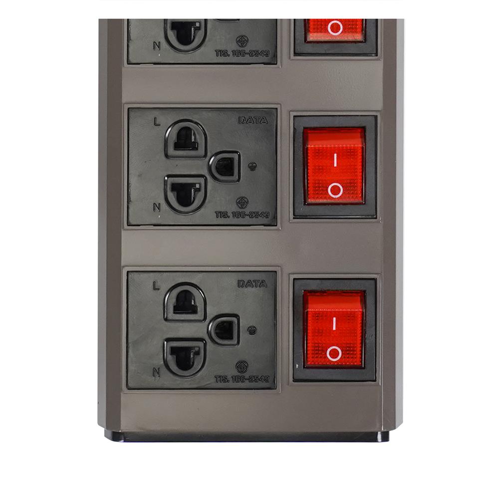 รางปลั๊กไฟ 4 ช่อง 4 สวิตช์ ELECKTA ETDW4664BR 16 แอมป์ 3 ม. สีน้ำตาล