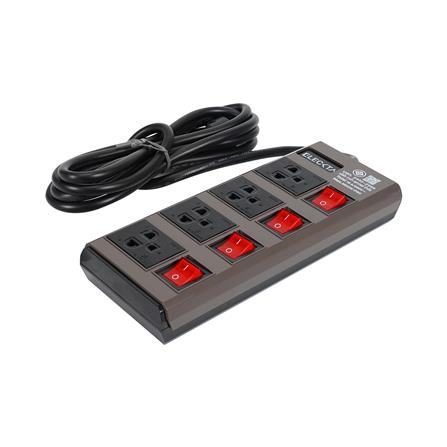 รางปลั๊กไฟ 4 ช่อง 4 สวิตช์ ELECKTA ETDW4664BR 16 แอมป์ 3 ม. สีน้ำตาล_1