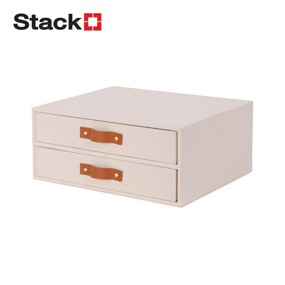 กล่องผ้า 2 ชั้น STACKO COZY 33x25.5x14.2 ซม. สีเบจ