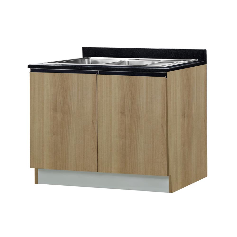 ตู้ตั้งพื้นท็อปซิงค์+ถังขยะ TSS B SANKI THE KITCHEN PRO 101.5 ซม. สีคาปูชิโน