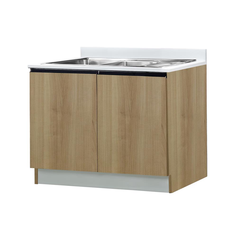 ตู้ตั้งพื้นท็อปซิงค์+ถังขยะ TSS W SANKI THE KITCHEN PRO 101.5 ซม. สีคาปูชิโน