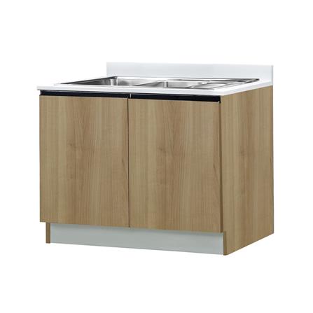 ตู้ตั้งพื้นท็อปซิงค์+ถังขยะ TSS W SANKI THE KITCHEN PRO 101.5 ซม. สีคาปูชิโน_1