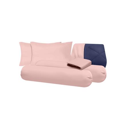 ชุดผ้าปูที่นอน 5 ฟุต (ชุด 6 ชิ้น) SANTA BEDDING สี PINK/NAVY BLUE_4