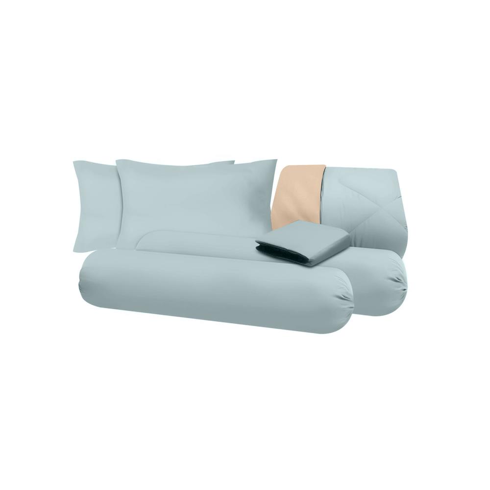 ชุดผ้าปูที่นอน 6 ฟุต (ชุด 6 ชิ้น) SANTA BEDDING สี LIGHT BLUE/CREAM