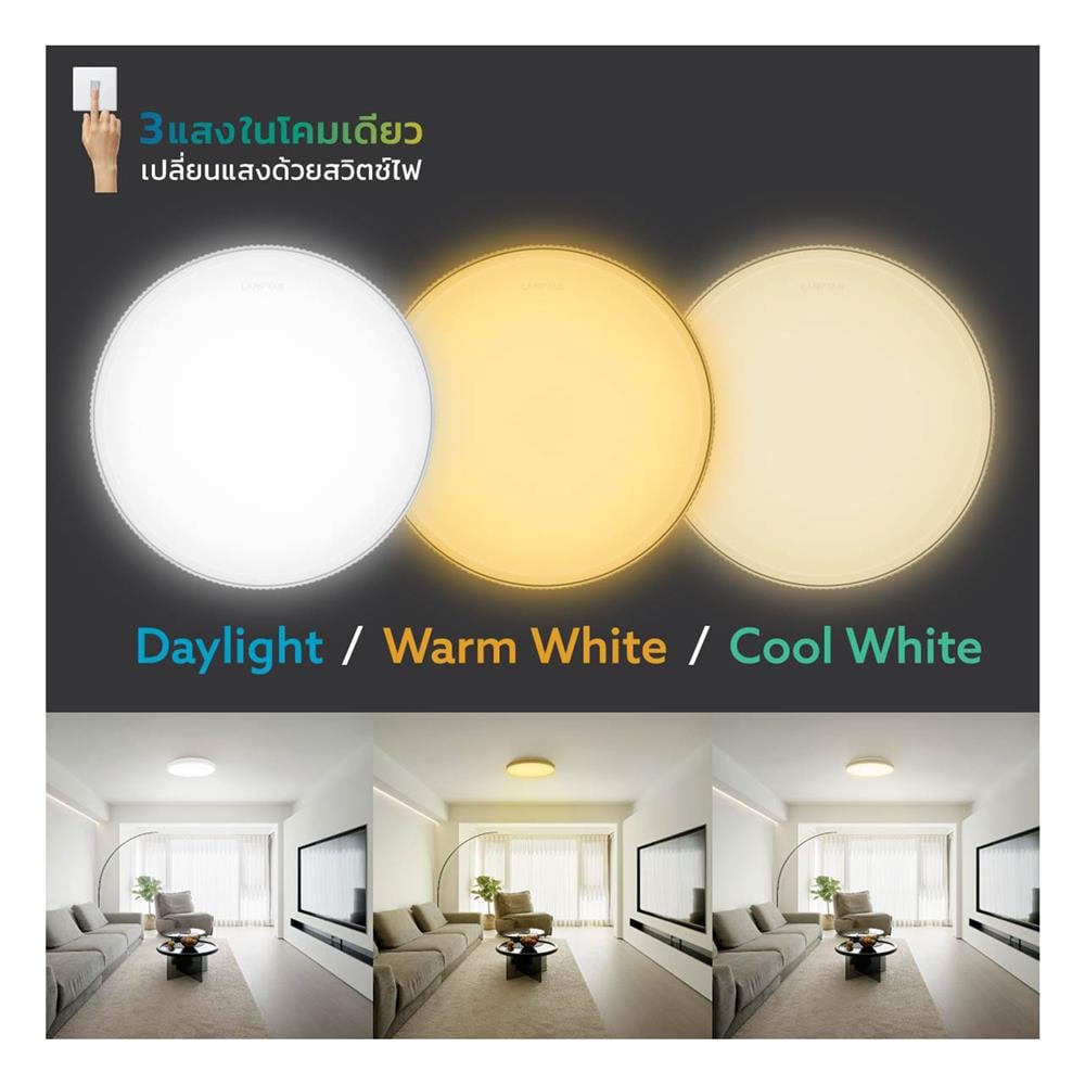 ไฟเพดาน LED LAMPTAN NOTCHLIGHT 50 วัตต์ DAYLIGHT/COOL WHITE/WARM WHITE 19 นิ้ว