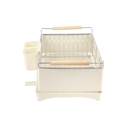 ชั้นคว่ำจานเหล็กพ่นสี หูจับไม้ KECH HANA สีครีม_1