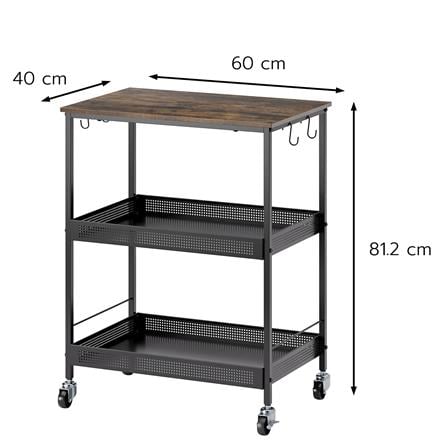 ชั้นวางของเหล็ก 3 ชั้น พร้อม TOP ไม้ มีล้อ STACKO RUSTIC 60x40x81.2 ซม. สีดำ_7