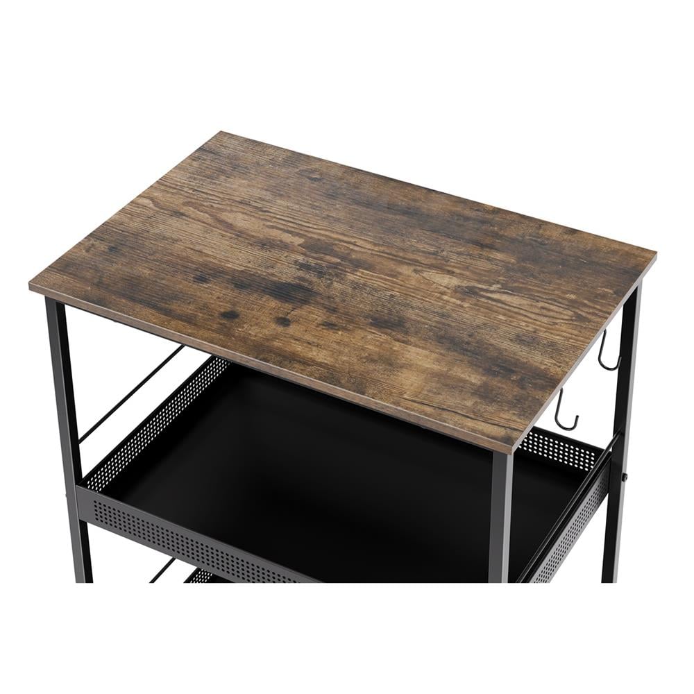 ชั้นวางของเหล็ก 4 ชั้น พร้อม TOP ไม้ มีล้อ STACKO RUSTIC 60x40x115 ซม. สีดำ