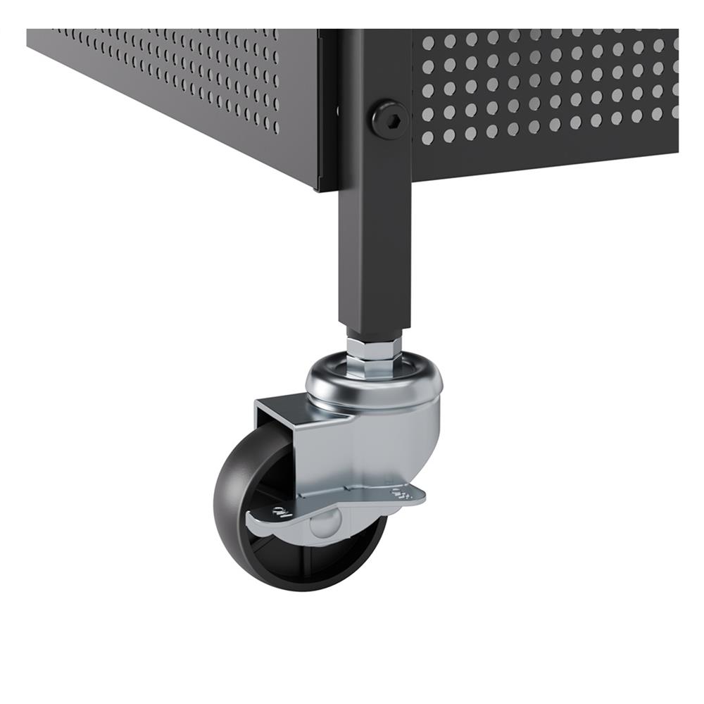 ชั้นวางของเหล็ก 4 ชั้น พร้อม TOP ไม้ มีล้อ STACKO RUSTIC 60x40x115 ซม. สีดำ