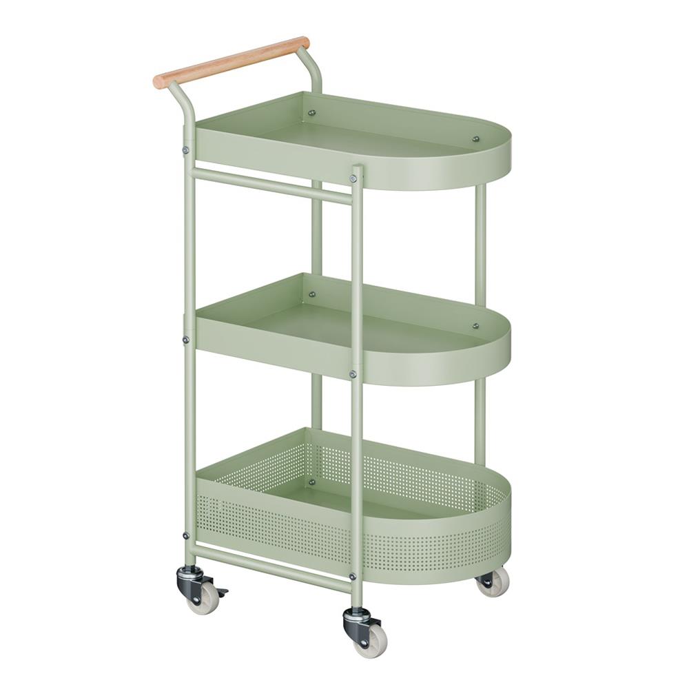 ชั้นวางของ 3 ชั้น มีล้อ STACKO DORU 48x35x81.5 ซม. สีเขียว